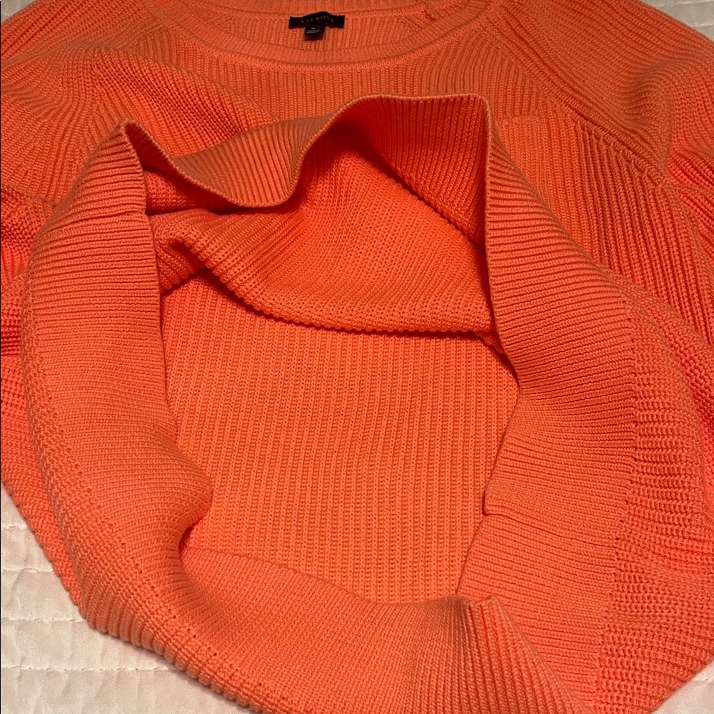 Talbots Vibrant Orange 100% Pima Cotton Crew Neck Knit Sweater | Size XL - Picture 9 of 13